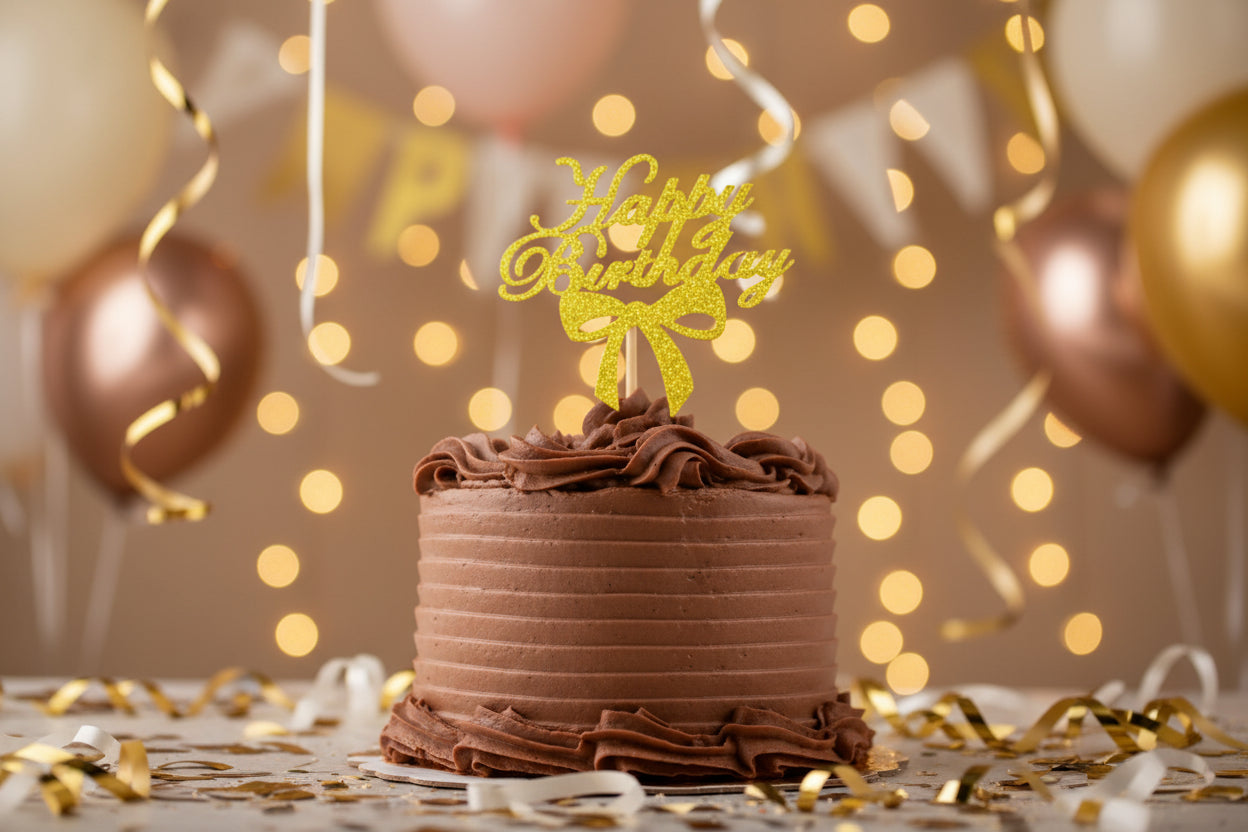 Glitter Cake Topper P3 Golden