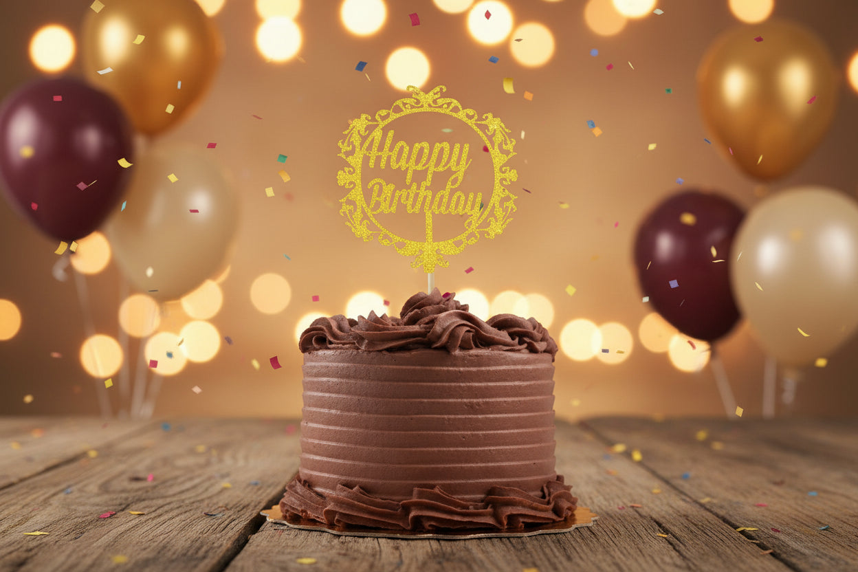 P1 Golden Glitter Cake Topper – Premium Birthday & Celebration Cake Decor