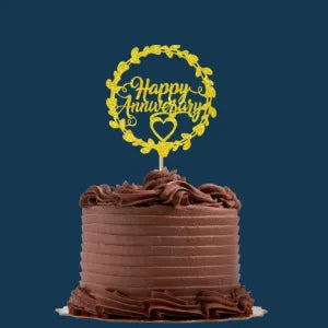 Happy Anniversary P11 Glitter Cake Topper – Golden Decorative Cake Topper