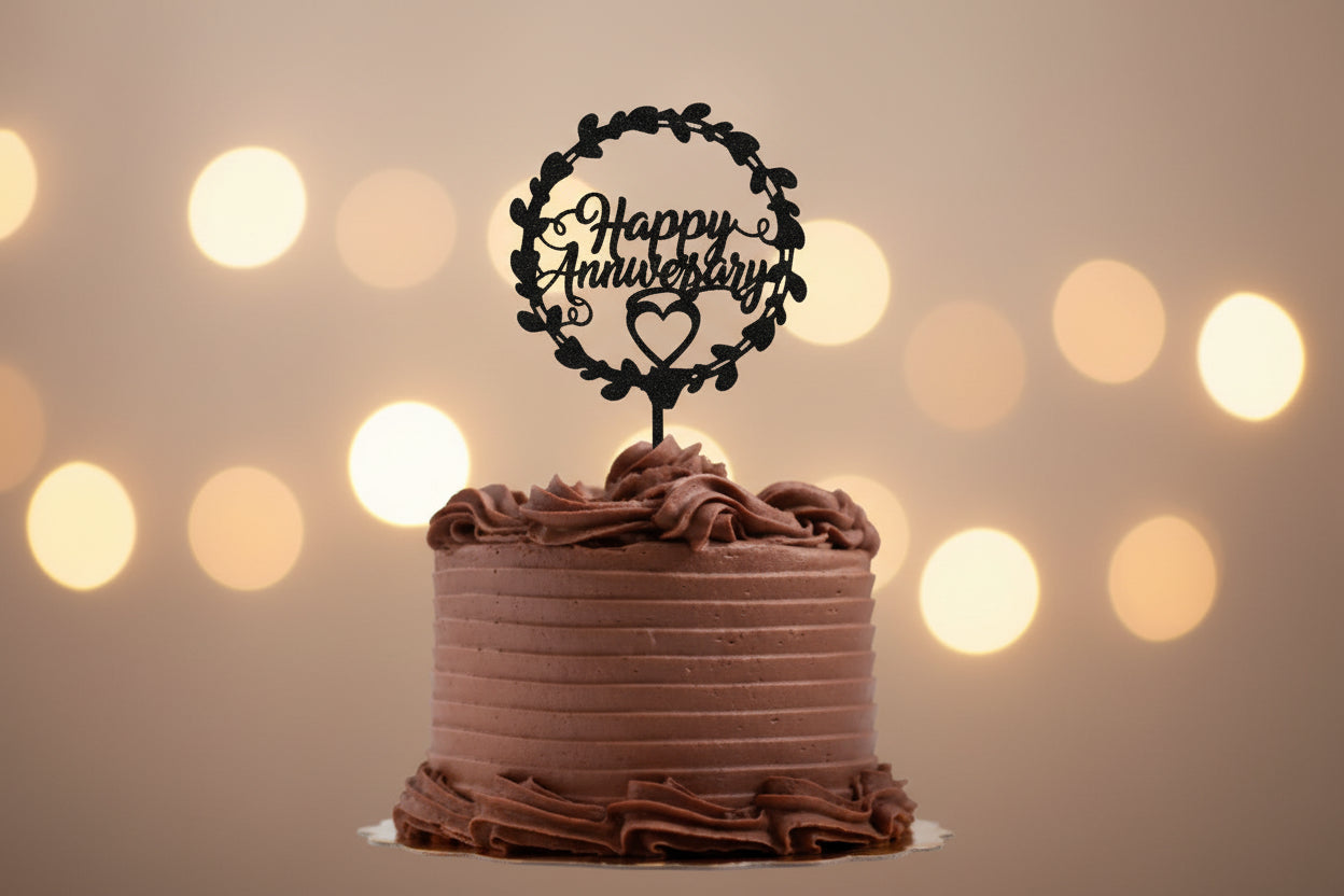 Black Glitter Cake Topper P11 | Premium Sparkle Birthday & Celebration Cake Topper