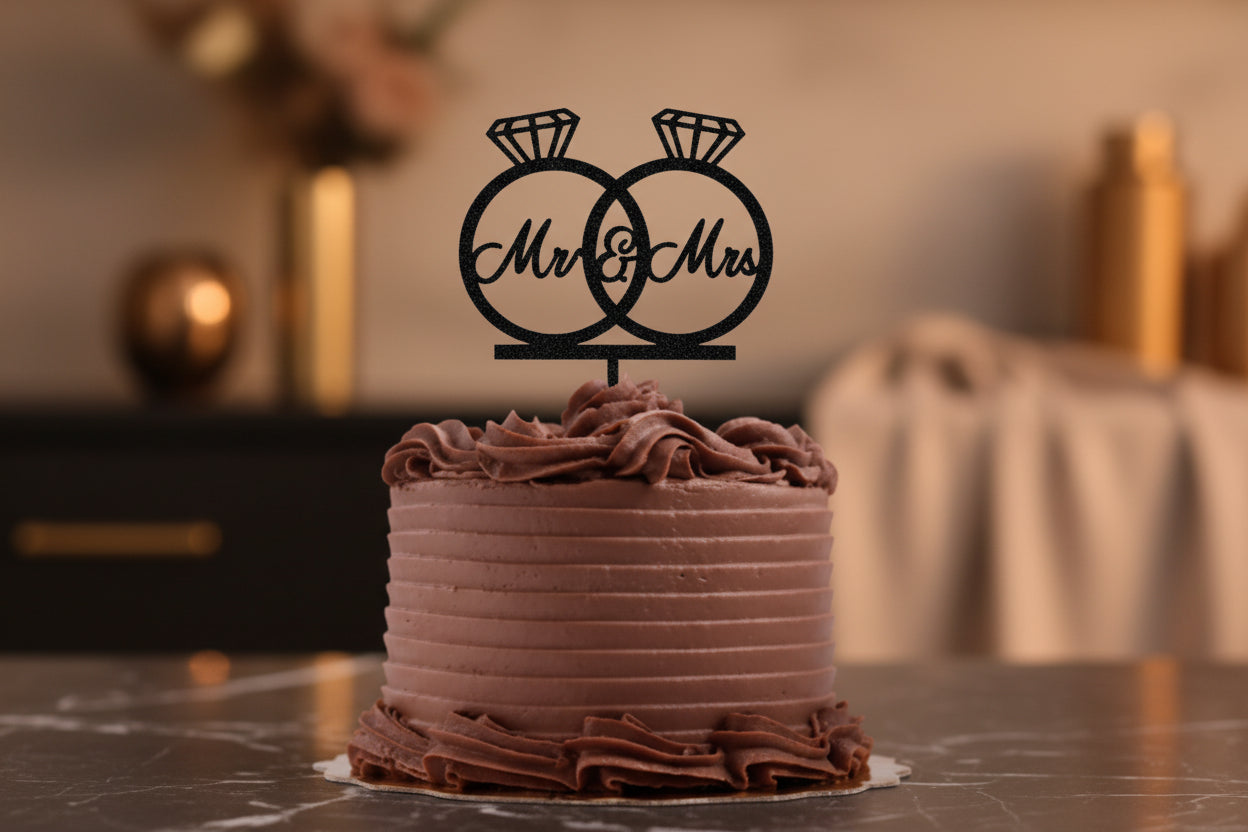 Black Glitter Cake Topper P12 | Premium Decorative Cake Topper for Birthday & Party Cakes