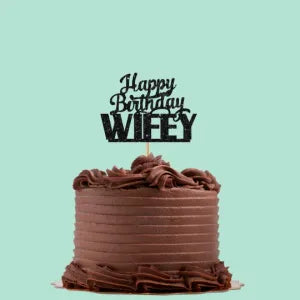 Black Glitter Happy Birthday Cake Topper – P7 Sparkling Decoration