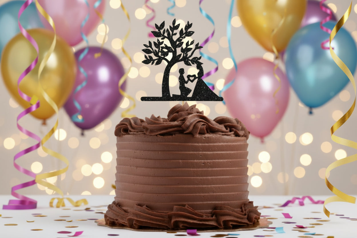 Glitter Cake Topper P18 – Black | Premium Birthday & Party Cake Decoration