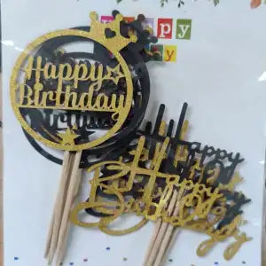Hori & Round Happy Birthday Glitter Paper Cake Topper – perfect for party cakes and Birthday decorations