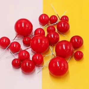 20 Pcs Red Faux Balls for Cake Decoration – Edible-Look Cake Toppers