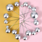 20 Pcs Silver Faux Balls for Cake Decoration – Edible-Look Cake Toppers