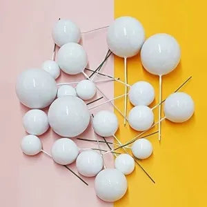 20 Pcs White Faux Balls for Cake Decoration – Edible-Look Cake Toppers