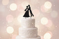 Black Glitter Couple Cake Topper C6 | Wedding & Anniversary Cake Decoration