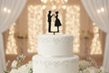 Black Glitter Couple Cake Topper C11 | Wedding & Anniversary Cake Decoration