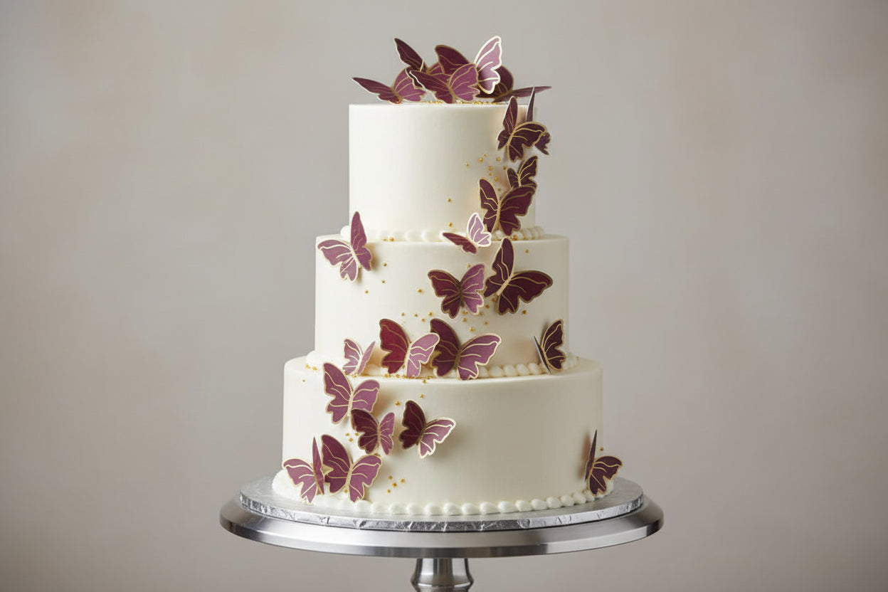 Maroon Butterfly Cake Toppers – Reusable Birthday & Wedding Cake Decoration