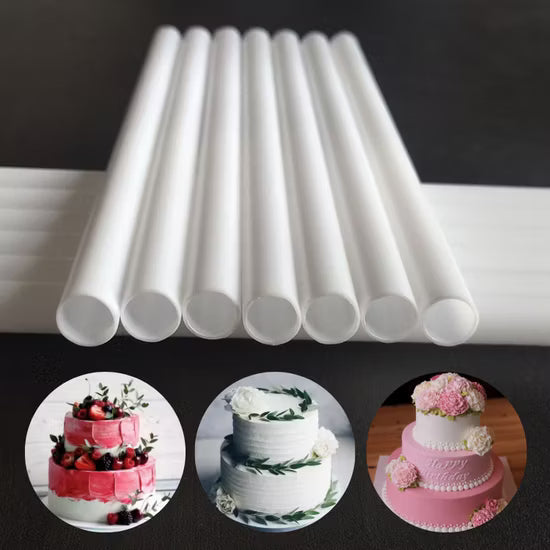 Heavy-Duty Plastic Cake Dowels – 4 Pcs | Tiered Cake Support Rods