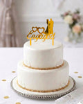 HBD52 | 5 inch Engaged Acrylic Cake Topper | Golden Colour | Party Cake Decoration