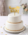 HBD60 | 5 inch Happy 75th Birthday  Acrylic Cake Topper | Golden Colour | Party Cake Decoration