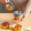 10 Pcs Round Golden Bakestable Foil Cup with Lid | 6.7 × 3.5 cm Baking & Dessert Cups