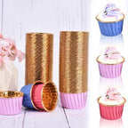 50 Pcs Bake Stable Curl Cupcake Liners | Inner Golden Foil | Assorted Colours