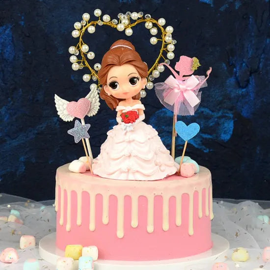 Pink Bride Doll Cake Topper for Birthday & Wedding Cakes
