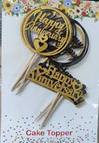 Hori & Round Happy Anniversary Glitter Paper Cake Topper – perfect for party cakes and Anniversary decorations