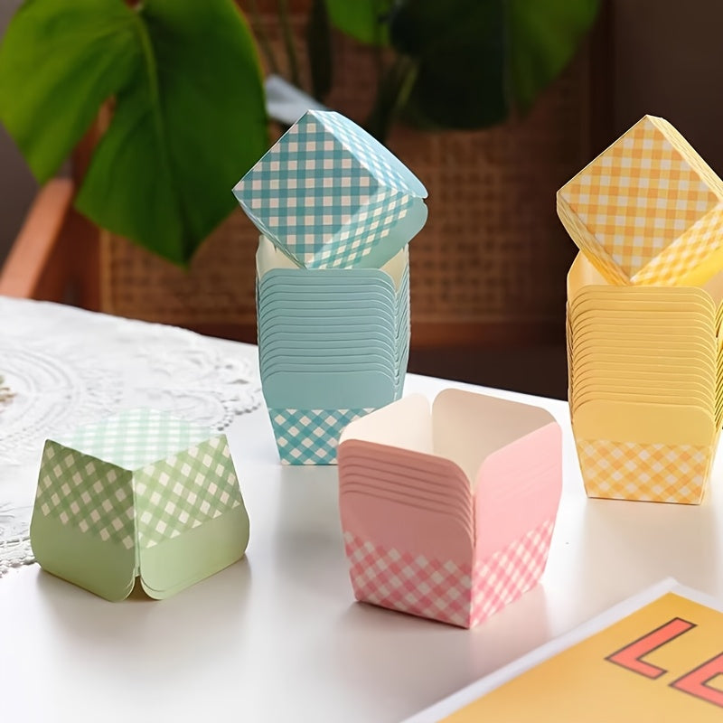 100 Pcs Bake Stable Square Cup for Cupcakes & Desserts
