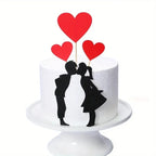 Red Heart Cake Topper 3 pcs & Couple Set 003 – Glitter Valentine’s Day Decoration
