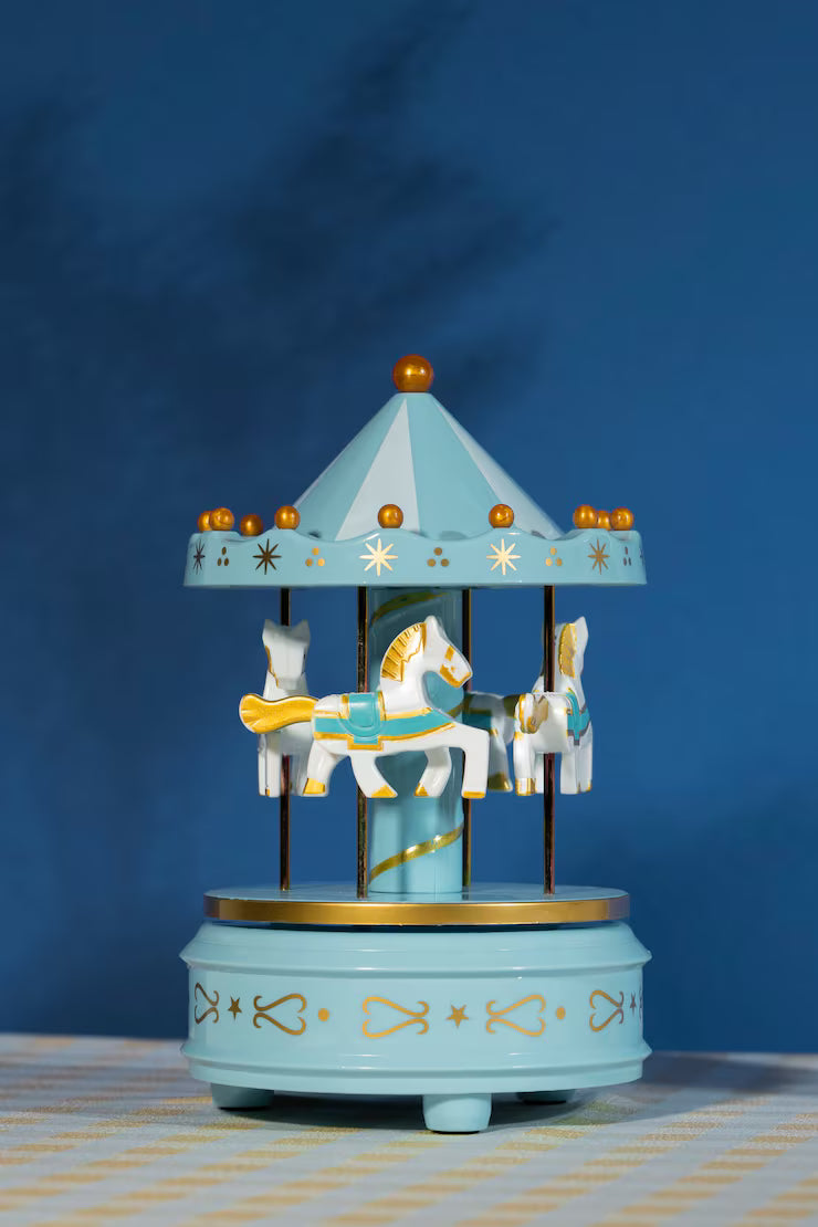 Blue Carousel Cake Topper – Birthday & Party Decoration