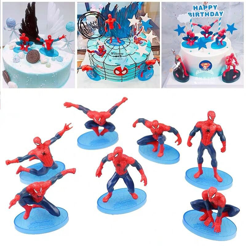 Spiderman Cake Topper Toys Set (6 Pieces) – Birthday Decoration | Best Quality