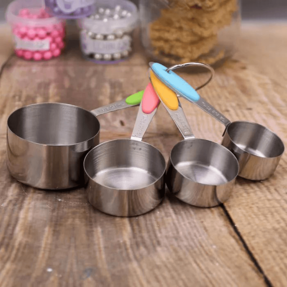 4-Piece Stainless Steel Measuring Cup Set – Kitchen Baking & Cooking Cups